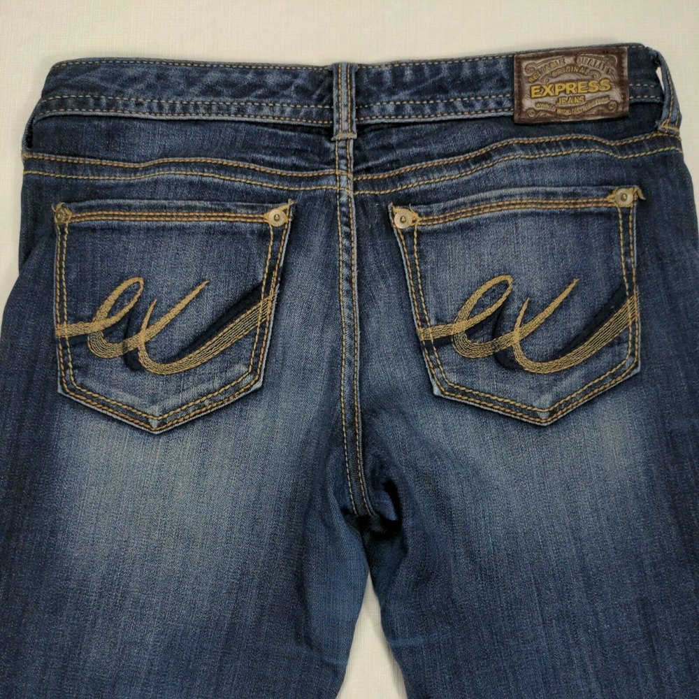 Express Skinny Low Rise Women's Denim Blue Jeans Size 6L (Measured 35x36)